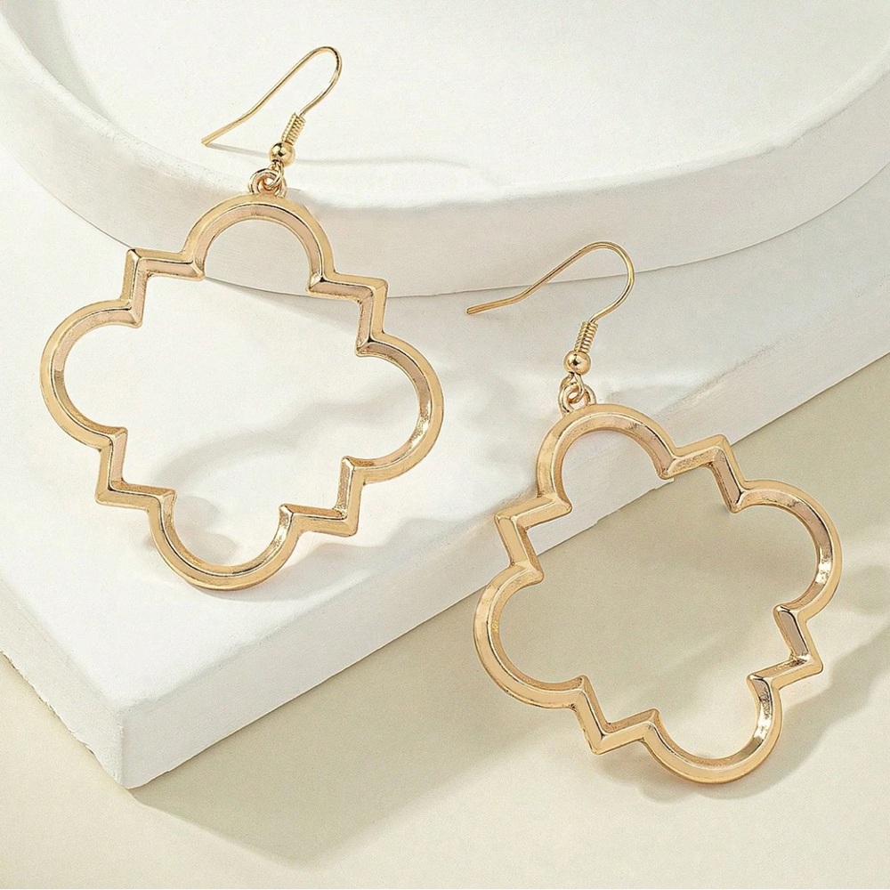 Gold Quatrefoil Drop Earrings Phi Mu